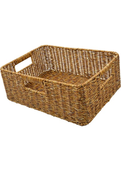 Rattan Sepet Sundurukları Kiler Oturma Odası Tezgahı Için Depolama Sepeti Karanlık 38X26X13CM (Yurt Dışından)