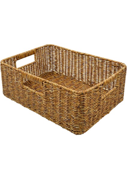 Rattan Sepet Sundurukları Kiler Oturma Odası Tezgahı Için Depolama Sepeti Karanlık 38X26X13CM (Yurt Dışından)