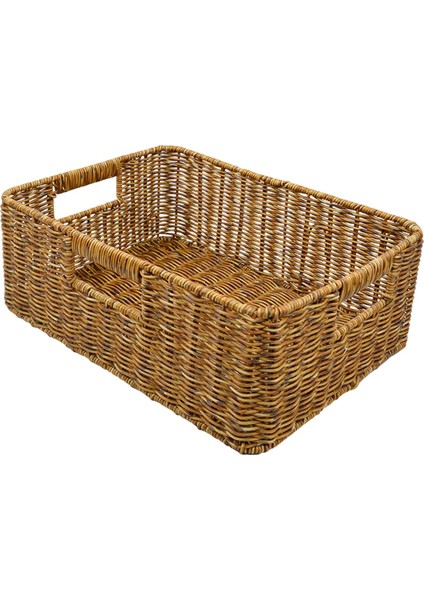 Rattan Sepet Sundurukları Kiler Oturma Odası Tezgahı Için Depolama Sepeti Karanlık 38X26X13CM (Yurt Dışından)