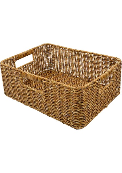 Rattan Sepet Sundurukları Kiler Oturma Odası Tezgahı Için Depolama Sepeti Karanlık 38X26X13CM (Yurt Dışından)