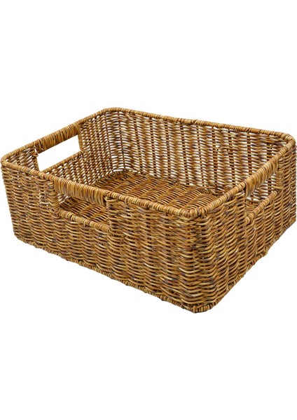 Rattan Sepet Sundurukları Kiler Oturma Odası Tezgahı Için Depolama Sepeti Karanlık 38X26X13CM (Yurt Dışından)