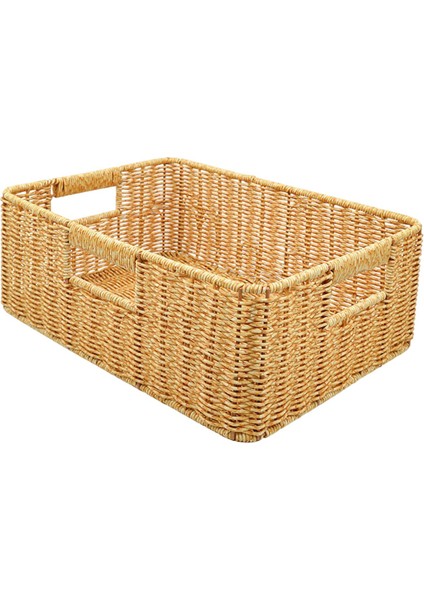 Rattan Sepet Sundurukları Kiler Oturma Odası Tezgah Işığı Için Depolama Sepeti 38X26X13CM (Yurt Dışından)