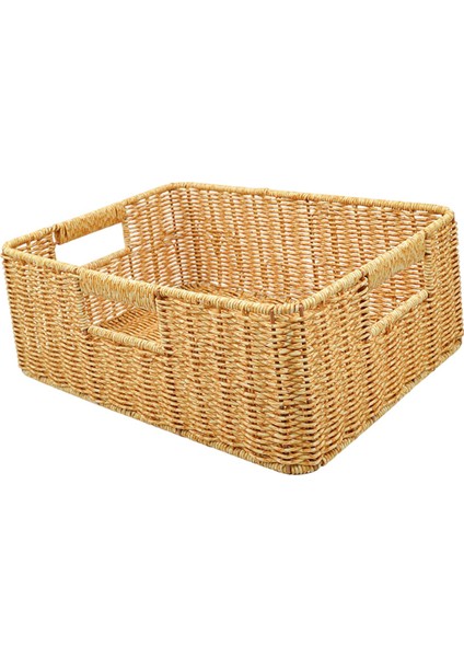 Rattan Sepet Sundurukları Kiler Oturma Odası Tezgah Işığı Için Depolama Sepeti 38X26X13CM (Yurt Dışından)