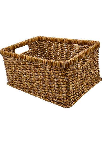 Rattan Sepet Sundurukları Kiler Oturma Odası Tezgahı Için Depolama Sepeti Dark 34X24X14CM (Yurt Dışından)