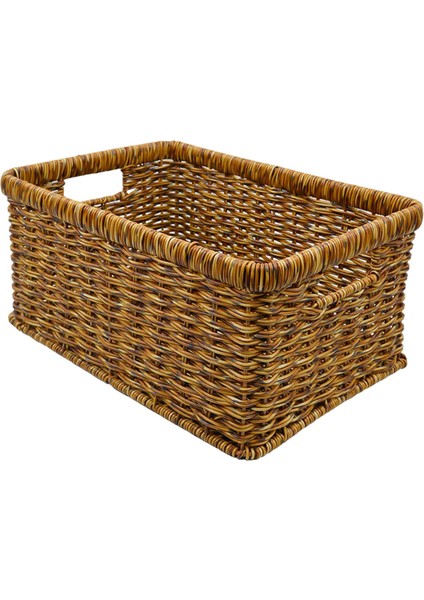 Rattan Sepet Sundurukları Kiler Oturma Odası Tezgahı Için Depolama Sepeti Dark 34X24X14CM (Yurt Dışından)