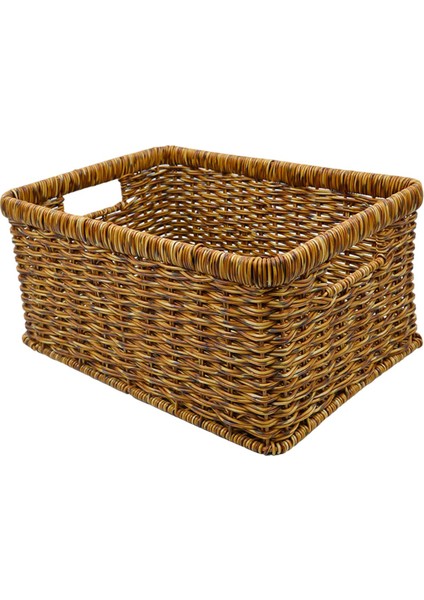 Rattan Sepet Sundurukları Kiler Oturma Odası Tezgahı Için Depolama Sepeti Dark 34X24X14CM (Yurt Dışından)