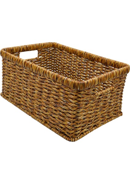 Rattan Sepet Sundurukları Kiler Oturma Odası Tezgahı Için Depolama Sepeti Dark 34X24X14CM (Yurt Dışından)