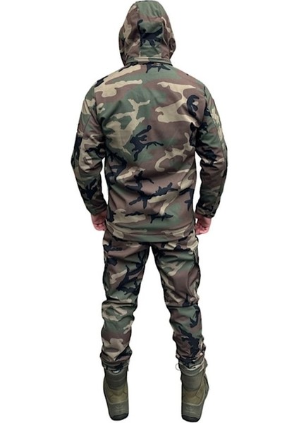 Softshell Kamuflaj Desenli Su ve Rüzgar Geçirmez Takım fırsatları