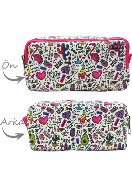 Kalem Kutusu Unicorn-Flamingo-Avakado Kalemkutu Vegan Deri Iki Bölmeli Kalemlik fiyatları