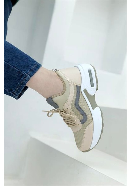 1657 Anatomik Air Tabanlı Bayan Sneakers Ayakkabı - NKT01657-BEJ-39