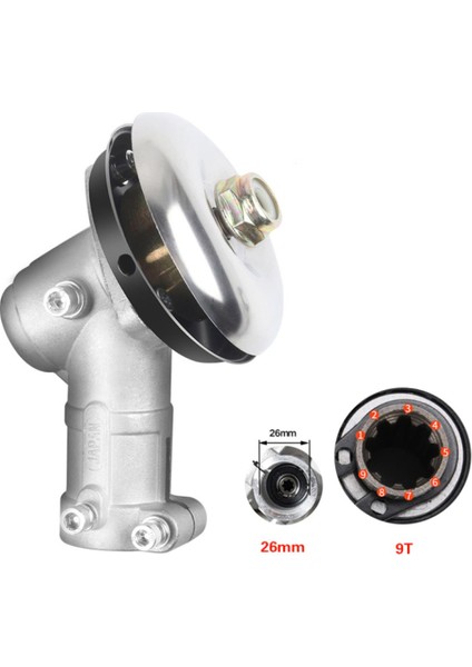 Motorlu Tırpan Redüktör 26MM 9 Diş Frezeli Ot Motoru Rediktörü