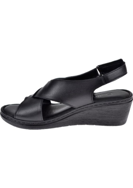 Hakiki Deri Comfort Kadın Sandalet Plm-12 Siyah modelleri
