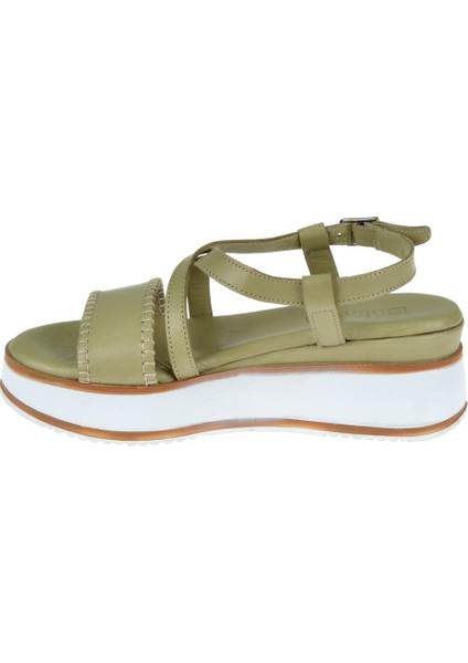 Hakiki Deri Çift Tabanlı Kadın Sandalet PLM-1230 Yeşil modelleri