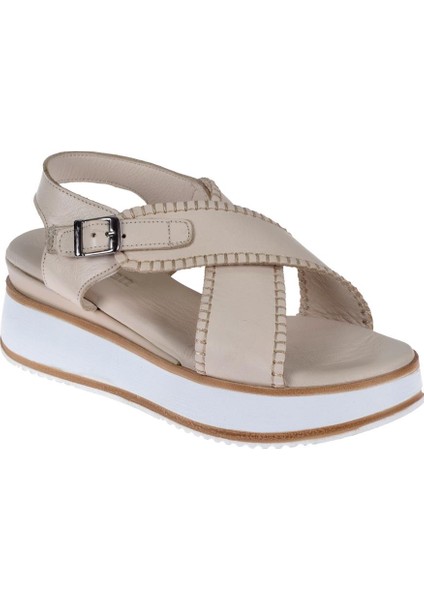 Hakiki Deri Çift Tabanlı Kadın Sanadalet PLM-1232 Bej