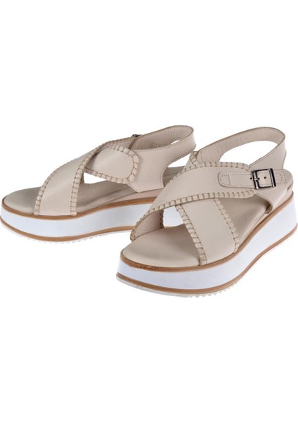 Hakiki Deri Çift Tabanlı Kadın Sanadalet PLM-1232 Bej fırsatları
