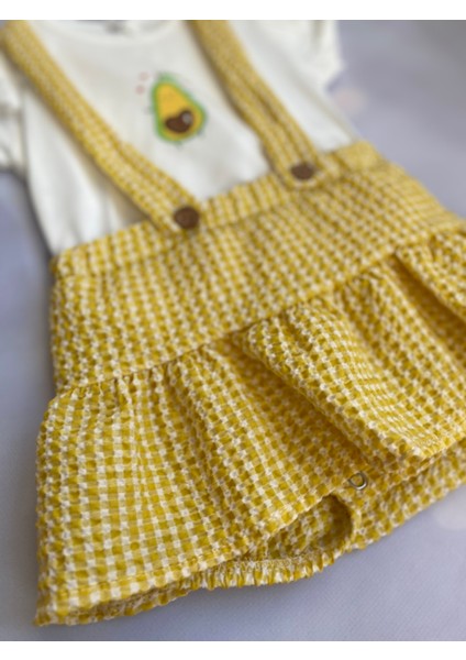 Kız Bebek Pötikareli Ekoseli T-Shirt ve Askılı Şort Etek Takım fiyatları