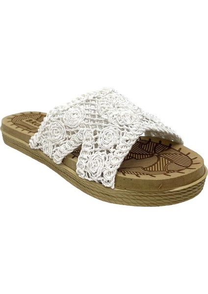 Kadın Örgülü Günlük Rahat Terlik BEYAZ fiyatları