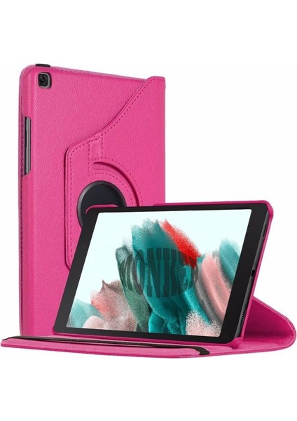 Samsung Galaxy Tab A8 X200 X205 Uyumlu Pembe Tablet Kılıfı Dönebilen Standlı Suni Deri 10.5 Inç