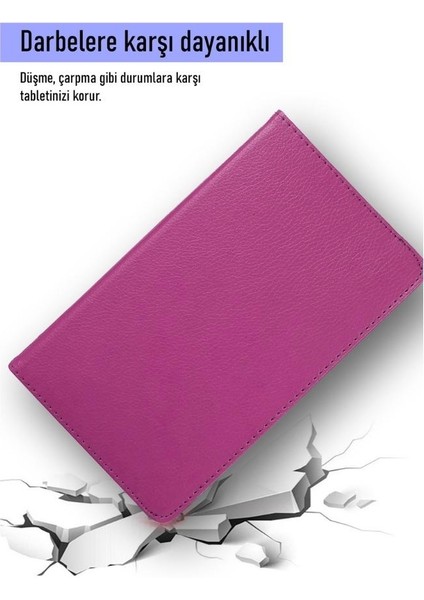 Samsung Galaxy Tab A8 X200 X205 Uyumlu Pembe Tablet Kılıfı Dönebilen Standlı Suni Deri 10.5 Inç