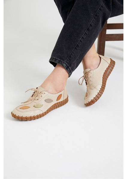 2010709 Yazlık Comfort Deri Ayakkabı Bej indirimleri