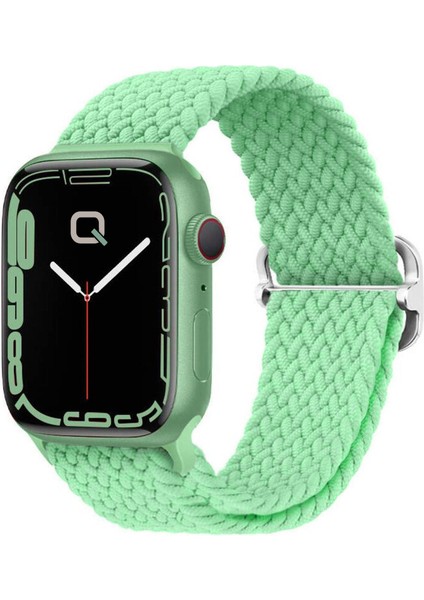 Apple Watch Series SE/10/9/8/7/6/5/4/3 Uyumlu 42mm-41mm-40mm-38mm Ayarlanabilir Tokalı Örgü Kordon Fıstık Yeşili