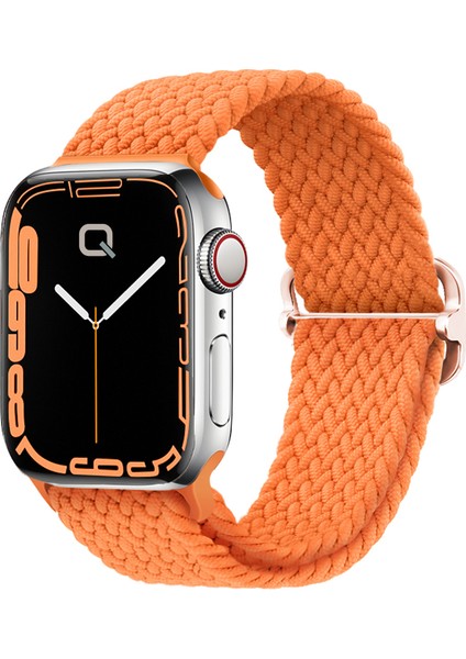 Apple Watch Series SE/11/10/9/8/7/6/5/4/3 ile Uyumlu 42mm-41mm-40mm-38mm Ayarlanabilir Tokalı Örgü Kordon Turuncu