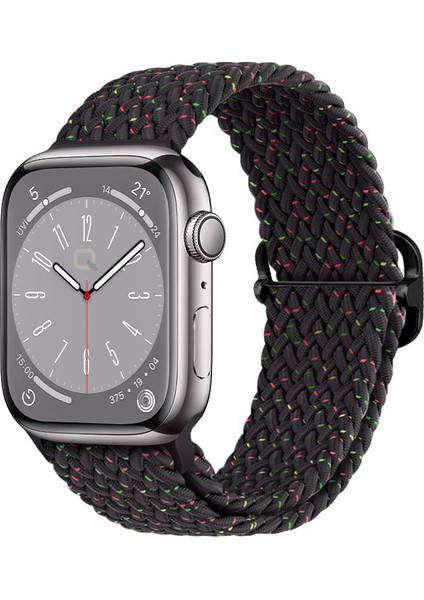 Apple Watch Series SE/11/10/9/8/7/6/5/4/3 ile Uyumlu 42mm-41mm-40mm-38mm Ayarlanabilir Tokalı Örgü Kordon Black Unity