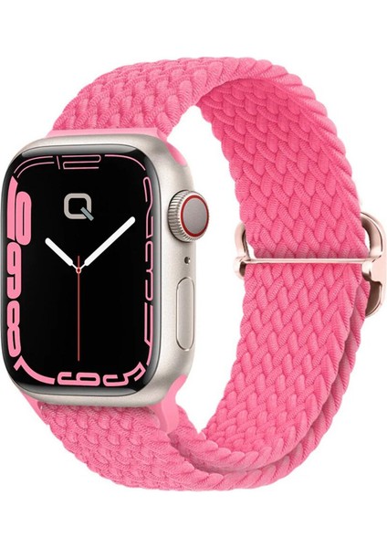 Apple Watch Series SE/11/10/9/8/7/6/5/4/3 ile Uyumlu 42mm-41mm-40mm-38mm Ayarlanabilir Tokalı Örgü Kordon Pembe