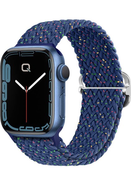 Apple Watch Series SE/11/10/9/8/7/6/5/4/3 ile Uyumlu 42mm-41mm-40mm-38mm Ayarlanabilir Tokalı Örgü Kordon Blue Unity