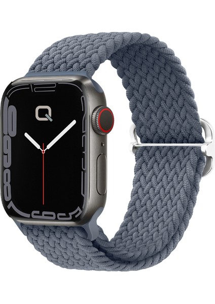 Apple Watch Series SE/11/10/9/8/7/6/5/4/3 ile Uyumlu 49mm-46mm-45mm-44mm-42mm Ayarlanabilir Tokalı Örgü Kordon Barut Grisi