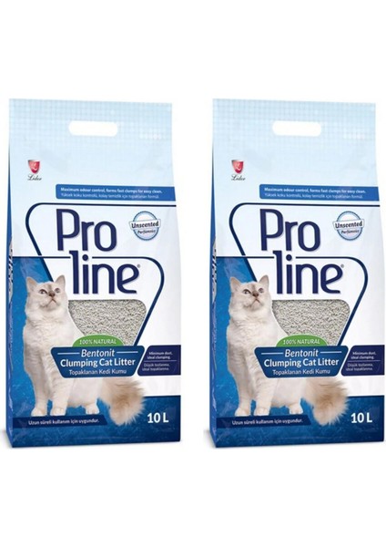 Pro Line Bentonit Kedi Kumu 2 x 10 Lt Kokusuz