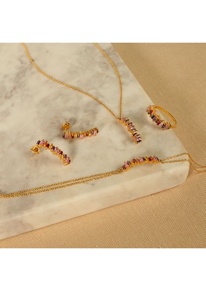 Renkli Taşlı Baget Set Beyaz fiyatları
