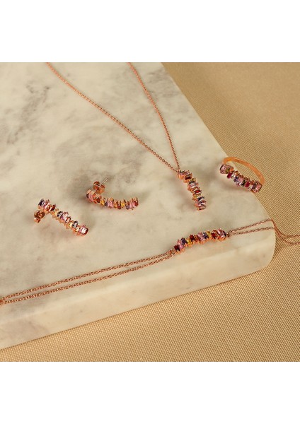 Renkli Taşlı Baget Set Beyaz modelleri