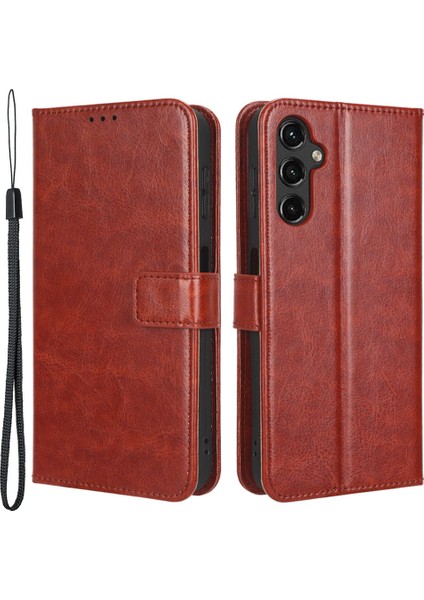 Samsung Galaxy A24 Için 4g Cüzdan Pu Pu Deri Deri Çılgın At Dokusu Stand Folio Flip Telefon Kapağı (Yurt Dışından)