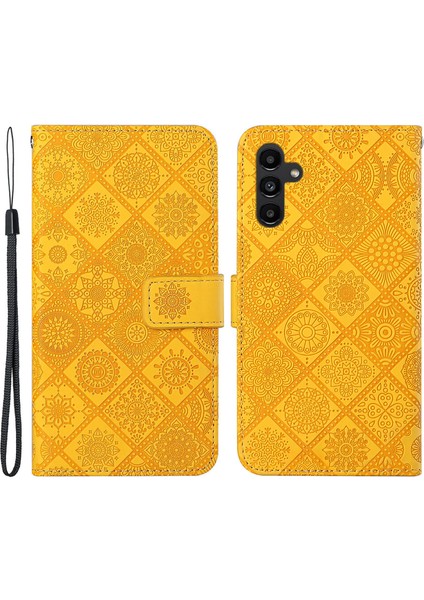 Samsung Galaxy A24 4g Için Damgalı Telefon Kılıfı Stand Cüzdanlı Baskalı Çiçek Deri Telefon Kapağı (Yurt Dışından)
