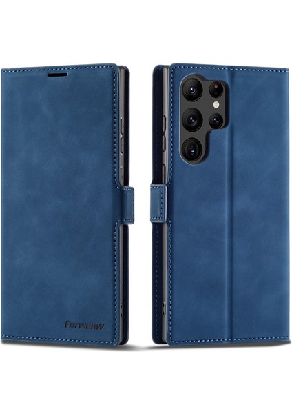 Samsung Galaxy S23 Ultra Anti-Fall Phone Cover Cilt Dostu Deri Deri Stand Cüzdan Cep Telefonu Kılıfı (Yurt Dışından)