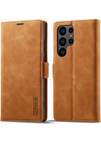Samsung Galaxy S23 Ultra Pu Deri Koruyucu Telefon Kılıfı Cüzdan Standı Manyetik Otomatik Absorlanmış Telefon Kapağı (Yurt Dışından)