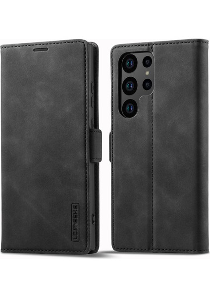Samsung Galaxy S23 Ultra Pu Deri Koruyucu Telefon Kılıfı Cüzdan Standı Manyetik Otomatik Absorlanmış Telefon Kapağı (Yurt Dışından)