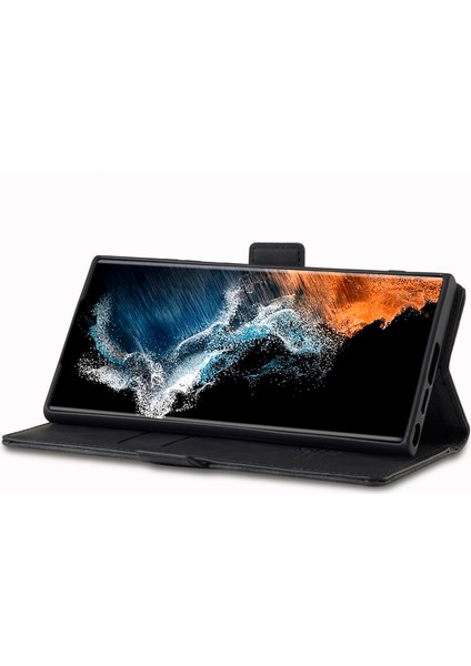Samsung Galaxy S23 Ultra Pu Deri Koruyucu Telefon Kılıfı Cüzdan Standı Manyetik Otomatik Absorlanmış Telefon Kapağı (Yurt Dışından) modelleri