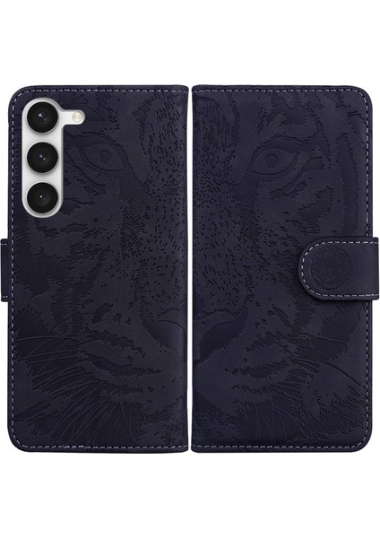 Samsung Galaxy S23 Için Plus Anti-Cratch Pu Deri Akıllı Telefon Kapağı Standı Baskı Kaplan Deseni Manyetik Toka Telefon Cüzdan Kılıfı (Yurt Dışından)