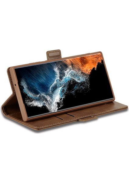 Samsung Galaxy S23 Ultra Pu Deri Damla Geçirmez Telefon Kılıfı Rfıd Engelleme Iç Tpu Stand Manyetik Emilim Flip Cüzdan Kapağı (Yurt Dışından) modelleri
