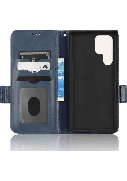 Samsung Galaxy S23 Için Ultra Anti-Fingerprint Baskılı Üçgen Desen Telefon Kapağı Pu Deri Cüzdan Stand Cep Telefonu Kasası Bilek Kayışı ile (Yurt Dışından) fırsatları
