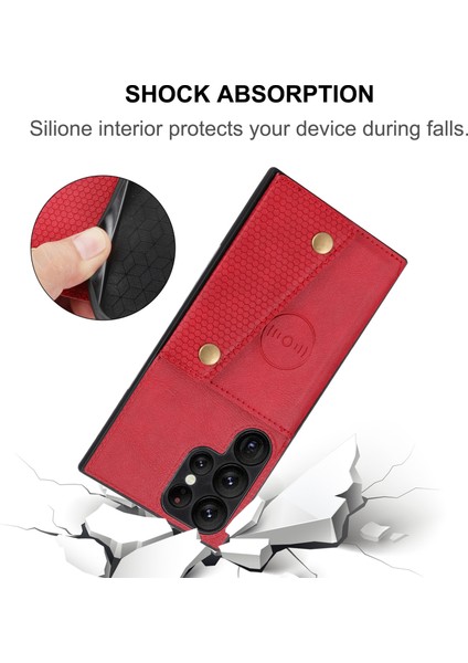 Samsung Galaxy S23 Için Ultra Pu Deri Kaplamalı Tpu Arka Kılıf Yuvaları Kickstand Telefon Şok Geçirmez Kapak Dahili Metal Sayfası (Yurt Dışından) fiyatları