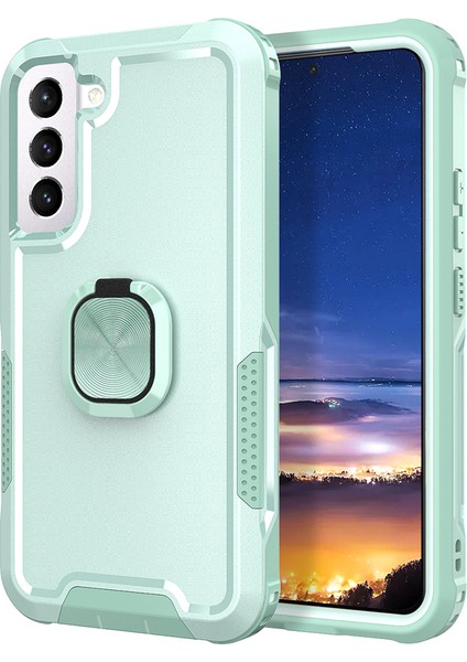 Samsung Galaxy S23 Için Plus Sert Pc+Silikon Telefon Kapağı Dönen Yüzük Tutucu Kickstand Cep Telefon Kılıfı (Yurt Dışından)