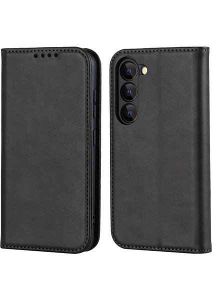 Samsung Galaxy S23 Için Artı Telefon Kapağı Buzağı Dokusu Pu Deri Standı Manyetik Emilim Anti-Cüzdan Cüzdan Telefon Kasası (Yurt Dışından)