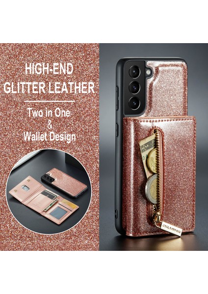 Samsung Galaxy S23 Artı Parıltılı Bling Çıkarılabilir Telefon Kapağı Kickstand Fermuar Cep Cüzdanı Şok Geçirmez Telefon Kasası (Yurt Dışından) indirimleri