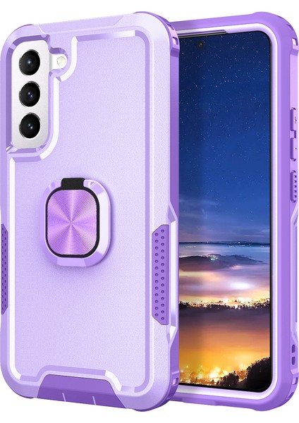 Samsung Galaxy S23 Için Plus Sert Pc+Silikon Telefon Kapağı Dönen Yüzük Tutucu Kickstand Cep Telefon Kılıfı (Yurt Dışından)