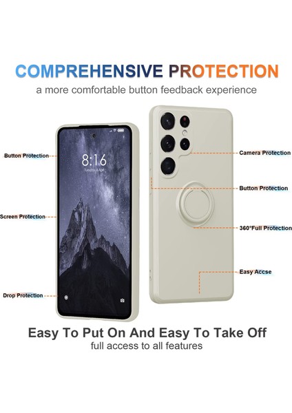 Samsung Galaxy S23 Ultra Yüzük Kickstand Sıvı Silikon Koruyucu Telefon Kapağı Lanyard ile Cep Telefonu Kılıfı (Yurt Dışından) indirimleri