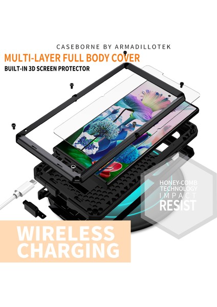 Samsung Galaxy S23 Ultra Slayt Kamera Lid Pc+Silikon+Metal Telefon Önleyici Kılıf Kılıfı Gizli Kickstand Arka Kapak Temsil Edilmiş Cam Ekran Koruyucu (Yurt Dışından) fırsatları