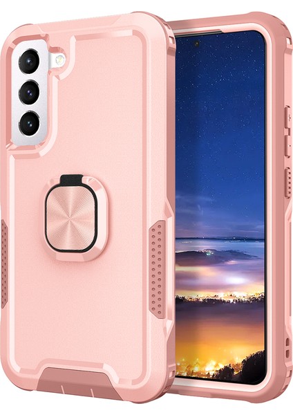 Samsung Galaxy S23 Için Plus Sert Pc+Silikon Telefon Kapağı Dönen Yüzük Tutucu Kickstand Cep Telefon Kılıfı (Yurt Dışından)